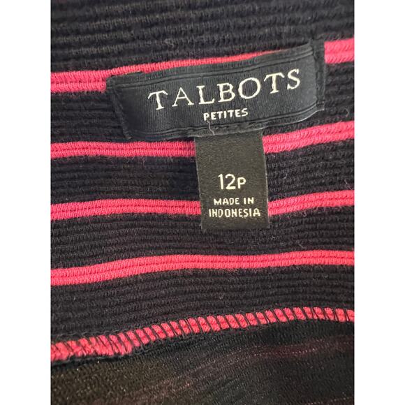 Talbots Ponte knit Work Dress Navy Blue Stripe 12P - Picture 7 of 7